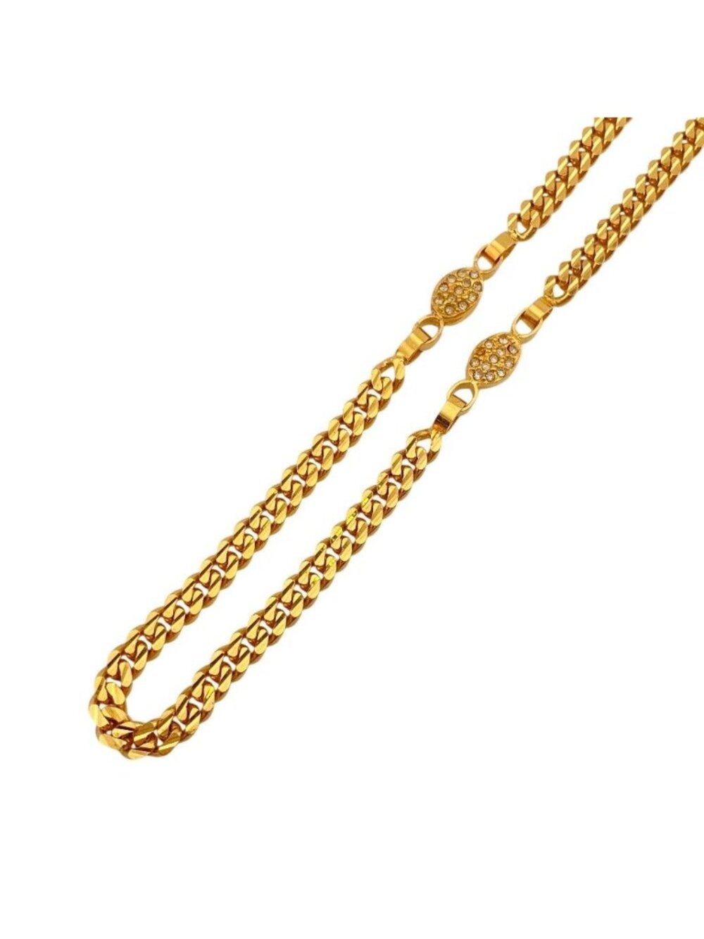 Celine Taurillon Off Rhinestone Necklace Gold